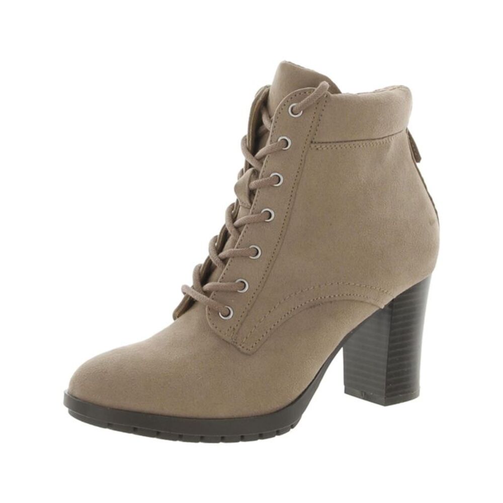 STYLE & COMPANY Womens Beige Lace Up Lucillee Almond Toe Block Heel Boots 9 M